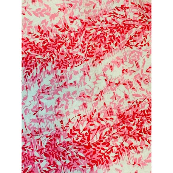 Vintage 50s Pink Skirt Womens XXS Cotton Full Skirt Floral Leaf Print Striped - Picture 3 of 9